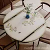Tapete de mesa redondo dobrável estilo chinês, tapete de mesa oval, toalha de mesa de couro à prova d'água e de óleo para mesa de jantar da sala de estar, personalizável