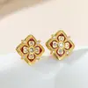 Serie Dorada Wanshang Juego Collar de Trébol de Cuatro Hojas Sensación de Lujo Ligero Adornos Versátil Transfronterizo Estilo Retro Nuevo Estilo Chino Accesorios