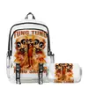 Temporada de Regreso a Clases Mochila Personas de Palo de Madera y Bestia Marina Tungtungtung Mochila Estuche para Lápices de Doble Capa Juego de Dos Piezas