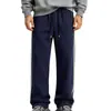Pantalones Casuales de Hombre Amazon Otoño Invierno Tejido Pesado Bloque de Color Cinta de Tejido Cordón Pantalones Largos Holgados Deportivos Pantalones Rectos con Más Terciopelo