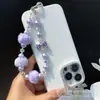 Cadena para Colgar el Teléfono Móvil con Bola de Peluche Naranja Cadena de Muñeca DIY Colgante de Llavero para Cámara Ccd Cordón con Lazo de Perlas