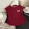 Camiseta de Manga Corta para Niñas, Estilo Nuevo Verano 2026, para Niños Pequeños, Camiseta Básica Ligera con Lunares, Cuello Redondo, Top Dulce, Moderno