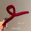 Novo Grampo de Garra Vermelho Aveludado para Outono e Inverno Estilo Festivo de Ano Novo Superfície de Veludo Grampo Tubarão Grampo para Coque na Parte de Trás da Cabeça Feminino