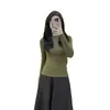 Camiseta básica de manga larga de algodón puro para mujer, de color liso, a la moda, versátil, elegante y muy atractiva para primavera, otoño e invierno