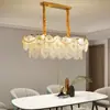 Candelabro de cobre puro estilo francés de lujo ligero para sala de estar, lámpara acogedora estilo crema elegante y moderna para dormitorio, lámpara de techo creativa de perlas para el hogar