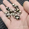 Miçangas para Acessórios de Joias: Contas Dzi Dente de Tigre, Contas Soltas de Jade, Contas Cilindricas de Ágata Preto e Branco Vintage, Contas de Arroz e Contas Lezi