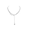 Collar de Acero de Titanio 2021 Nueva Llegada Cadena para Clavícula de Mujer de Moda Estilo Spice Girl Colgante de Letra B Cadena Corta de Suéter de Lujo Ligero Nicho