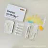 Utensilios para pastel cumpleaños juego de regalo de seis piezas tienda de repostería juego de suministros para fiesta al por mayor juego de cubiertos y platos desechables