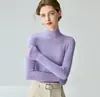 Baicai Rong 2026 Outono/Inverno Novo Estilo Malha Fina 100% Lã de Yangzi Tricô Suéter de Lã Pura Gola Alta Meia Manga Top