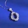 Montura de Colgante de Plata de Ley S925 para Incrustar Piedras, Collar Semi-Terminado de Diamante Completo 10*14mm para Mujeres, Accesorios de Lujo para DIY