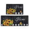 Alfombrilla de Cocina de Terciopelo de Cristal de Girasol Amazon Transfronteriza Felpudo para Puerta de Entrada Felpudo Impreso Alfombra de Piso Larga de Dos Piezas