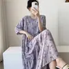 Pijama Extralargo para Mujer Primavera y Otoño Camisón Verano para Mujer Nuevo Pijama de Algodón Seda Talla Grande Vestido de Sensación de Alta Gama