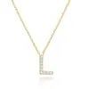 Collar de 26 letras de estilo europeo y americano transfronterizo, collar de moda con colgante de diamante, cadena para clavícula con iniciales para mujer
