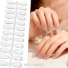 Uñas Postizas Desmontables Tipo Tira de 24 Piezas Transfronterizas Manicura Color Puro Alto Brillo Longitud Media Parches de Uñas Portátiles