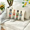 Exportación Transfronteriza Especializada en Escena de Nieve Navideña Patrón de Cascanueces Impreso Decoración del Hogar 50*30 Funda de Cojín Lumbar