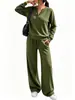 Conjunto casual deportivo de dos piezas para mujer, otoño e invierno 2026, nuevo estilo transfronterizo europeo y americano, top holgado de manga larga y pantalones de pierna ancha
