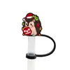 Protector de pajita de silicona de dibujos animados compatible con botellas de agua Stanley, tapa de pajita a prueba de polvo y manchas, decoración de regalo de Navidad