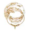 Conjunto de Pulseras Combinadas Estilo Bohemio Europeo y Americano con Conchas, Versátil Conjunto de Pulseras de Concha de Estrella de Mar y Perlas de Arcilla Suave de Verano para Mujeres