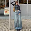 Nuevos jeans de diseño desgastado lavado vintage estilo americano rectos holgados adelgazantes de longitud completa para mujer
