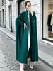 Abrigo chal largo extragrande transfronterizo, corte holgado y adelgazante, abrigo largo tipo bata con solapa y mangas murciélago, gabardina estilo Miyake