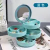 Caja de Joyería Giratoria para Pendientes, Caja de Almacenamiento de Pendientes Multicapa, Pequeño y Exquisito Expositor de Joyería para Pendientes y Collares con Espejo y Caja a Prueba de Polvo