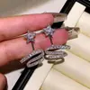 Brincos de Argola com Fita de Diamante para Mulheres, Estilo Coreano Doce, Design de Estrela de Luxo Leve, Brincos Únicos de Estilo Floresta Fresca, Argolas de Orelha, Acessórios para Orelha