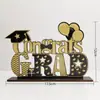 Decoração de Mesa para Formatura Amazon 2025 4 Peças Preto Dourado Formandos Enfeites de Mesa de Madeira Presentes da Temporada de Formatura