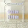 Puntas de Uñas Postizas Ojo de Gato Morado, Juego de 10 Piezas, Pegatinas para Uñas de Color Sólido, Uñas Postizas Hechas a Mano Suaves y Elegantes