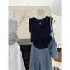 Camiseta Chaleco Corto Elegante de Cuello Redondo para Mujer, Verano 2026, Color Sólido, Top Básico Versátil sin Mangas