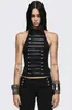 Conjunto de top halter estilo heavy metal transfronterizo INS de varias filas de remaches y pantalones cropped ajustados con remaches en la cintura y los puños para mujer