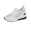 Zapatos Casuales Deportivos de Suela Gruesa con Cuña y Aumento de Altura, con Pedrería, de Primavera, Talla Grande, para Mujer