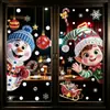 Pegatinas navideñas con efecto brillante, pegatinas de cristal de muñeco de nieve, para decorar escaparates de centros comerciales, pegatinas electrostáticas de Papá Noel