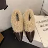Botas de Cano Curto Peludas Estilo Coreano com Salto Alto Grosso e Forro de Lã para Aquecimento, Botas da Moda, Novas Botas de Bico Fino para Outono e Inverno 2026