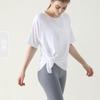 Nova Roupa de Yoga Cobertura Esportiva Feminina Manga Curta Solta Respirável Camiseta Linda Costas com Tela Top Secagem Rápida Roupas Fitness