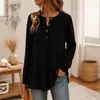Top de manga larga liso con bolsillo tipo gofre y botones de Anno, desarrollo propio para moda femenina europea y americana 2026, tienda independiente de Amazon