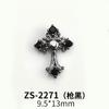 Accesorios de Uñas para Halloween Estilo Punk de Gran Venta, Cruz Retro de Aleación Adornada con Diamantes Negros, Accesorios de Uñas Estilo Oscuro