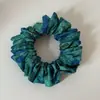 Lenço Quadrado de Cetim Bege de Alta Qualidade para Amarrar o Cabelo com Padrão Estrelado, Elegante Faixa Quadrada para Rabo de Cavalo Baixo
