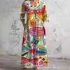 2026 Nuevo Estilo Europeo y Americano de Comercio Exterior Transfronterizo Vestido Casual de Verano Holgado con Cuello en V y Mangas Largas Impreso en 3D para Mujer