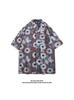 Camisa floral de manga curta estilo cubano vintage Hong Kong para homens e mulheres estilo ruffian retrô bonito preguiçoso camisa de casal