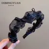 Diadema de Encaje de Moda para Mujer Versátil Negra Banda para el Cabello para Lavarse la Cara Accesorio para el Cabello de Corona Alta