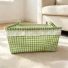 Caixa de Armazenamento Xadrez com Renda Personalizada da Amazon Organizador de Artigos Diversos para Mesa Cesta de Armazenamento em Tecido Oxford Impermeável e à Prova de Umidade