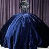 Vestido de Debutante Princesa Azul Marinho Elegante e Simples Europeu e Americano da Amazonia Uma Alça Aplique Vestido de Baile para Performance