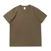 Verão 200g Ombro Regular Algodão Puro Malha Solta Manga Curta Unissex Cor Sólida Gola Redonda Camiseta de Manga Curta para Casal
