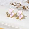 Pendientes de trébol de aceite con gota de diamante de color caramelo con aguja de plata 925, estilo simple, elegantes y combinables para mujer