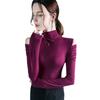 Design rasgado manga comprida outono e inverno Novo estilo undershirt estilo ocidental estilo plissado top plissado