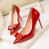 9288-60 Versión coreana de zapatos de tacón alto de tacón fino simple para mujer, boca poco profunda, puntiagudos, sexys, delgados, tacones altos, zapatos con lazo