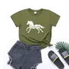 2023 comércio exterior tamanho europeu e americano cavalo casual estampa de grama gola redonda camiseta feminina manga curta