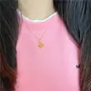 Collares de Lujo Ligero de Nicho al por Mayor para Mujer, Colgante de Fortuna Dorado para el Día de San Valentín, Collar con Colgante Redondo de Fortuna Chapado en Oro, Regalo de Cumpleaños