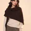 Bufanda Triangular Oversize 100% Lana Pura para Mujer, Chal Cálido de Invierno de Alta Calidad con Bloques de Color Rayados, Casual y de Lujo Ligero