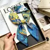 Lenço de Seda Azul Estilo Novo 2026, Lenço de Pescoço Feminino de Luxo, Lenço Retrô para Primavera e Outono, Laço para Bolsa, Presente para o Dia do Professor